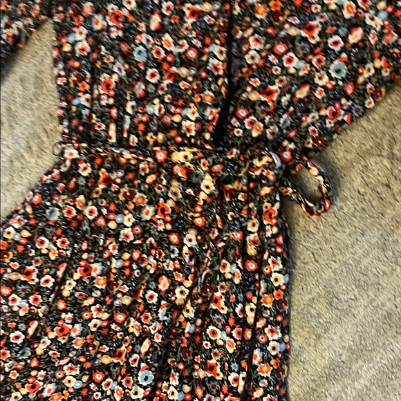 Blue Rain Black Floral Faux Wrap 3/4 Sleeve Dress X-Large - Picture 5 of 7